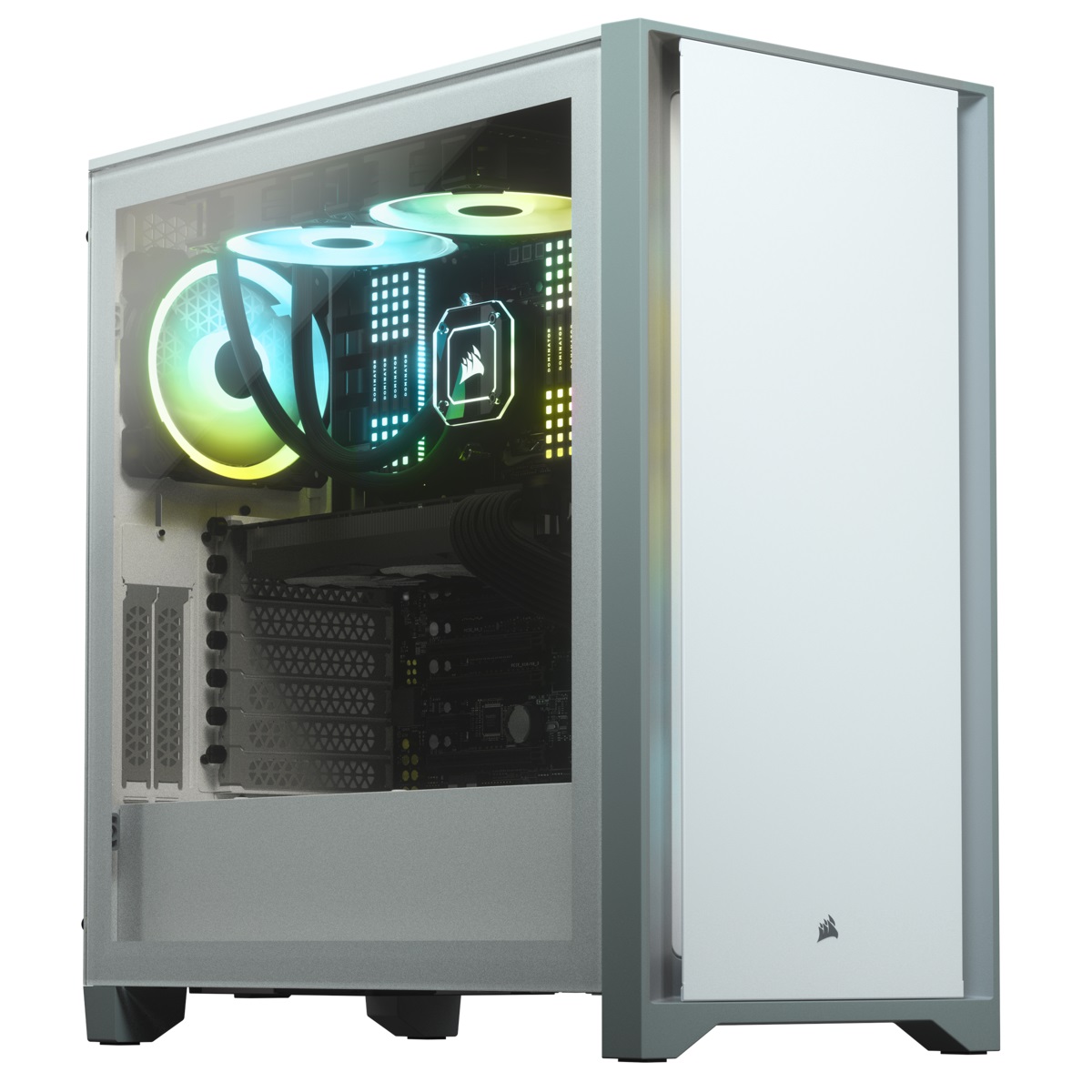  <b>Mid-Tower Case: </b>4000D - White<br>2x 120mm AirGuide fan, USB 3.0, USB-C, Audio/Microphone port, Tempered Glass Panel  